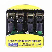 DY Truck Straps ,4PK Rubber Handle Easy Operation Ratchet Straps With 1500LBS