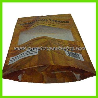 Stand up plastic tobacco pouch bag with a window front