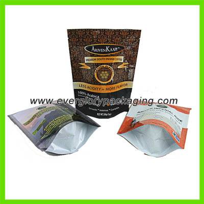 aluminum foil stand up coffee bag with ziplock