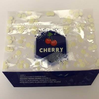 printed plastic cherry pack with slider and ventilation