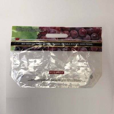 printed plastic table grape pouch bag with slider and ventilation