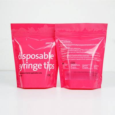 High quality dental disposable syringe tips packaging zipper stand up pouches