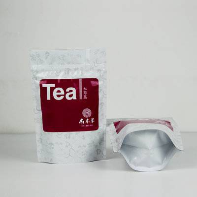 Custom printed tea packaging stand up zipper pouch