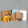 Compostable kraft retail paper bags with twisted handles