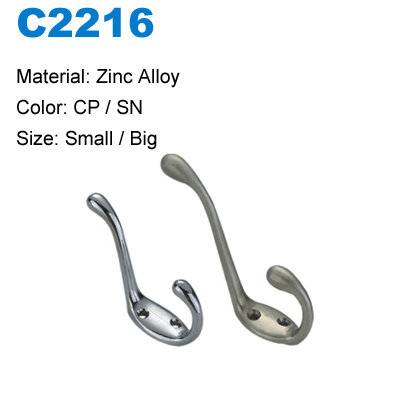 Zinc Robe Hook Zamak Tower hooks Bathroom Robe Hooks Metal hook China factory C2216
