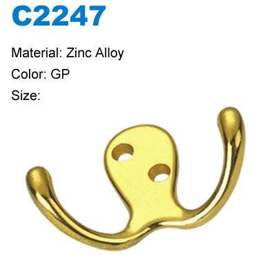 Zinc Towel hook  Metal hooks Bathroom Robe Hook and hange Clothes hook  and hanger supplier C2247
