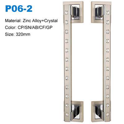 Euro design door pull zamak crytal door handle Decorative entrance handle Door knob  P06-2