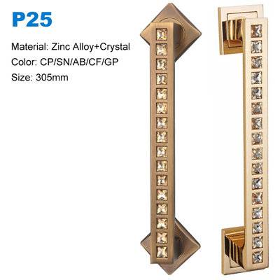 Euro design door pull zamak  crystal door pull Decorative door handle Door pull supplier P25