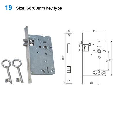 lock body/door handle lock/lock mechanism/fechaduras internos/Входные двери 19 Size:68*60mm key type