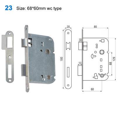 mortice lock/mortise lock/yale lock/Szyldy drzwiowe/дверные замки 23 Size:68*60mm wc type