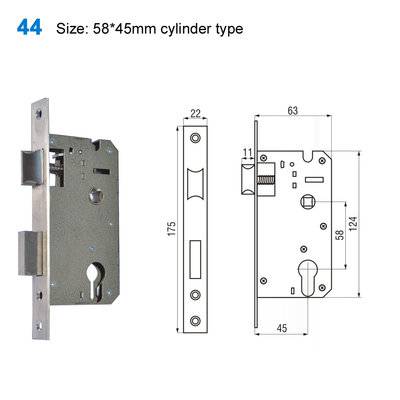 lock body/cylinder lock/door lock/Drzwi wewnętrzne/Врезные замки  44 Size:58*45mm cylinder type