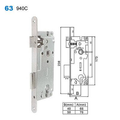lock body/door handle lock/lock mechanism/Okna i Drzwi/металлические двери 63 940C