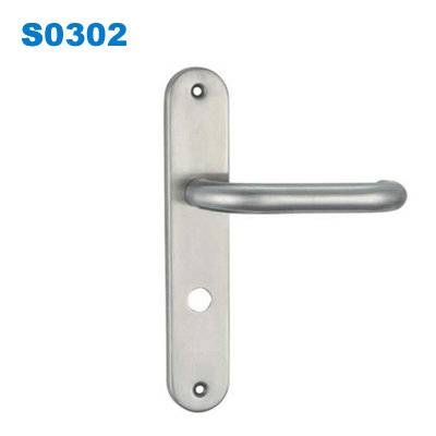 stainless steel door handle on plate/mortice lock/mortise lock/Drzwi/Maçanetas em Alumínio S0302