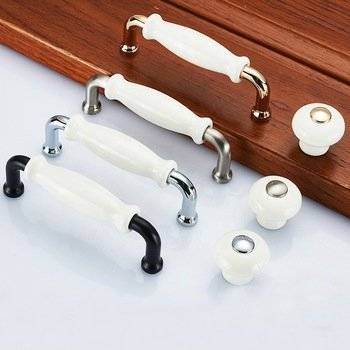 European furniture drawer wardrobe door bright chrome handle idyllic zinc alloy white ceramic handle