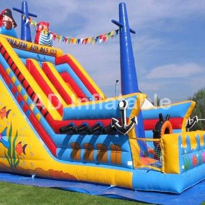 Pirate ship Inflatable slides for children, huge commercial inflatable water slides for sale