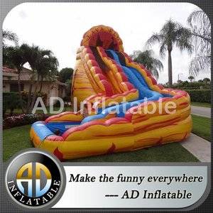 Lava Flow Water Slide,Dual Lane Water Slide,Volcano waterslide,bouncy house,customized bouncy castles,double drop falls water slide