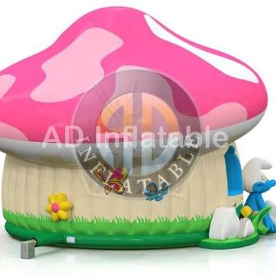 Active center smurf attraction with huge slide, park inflatable equipment
