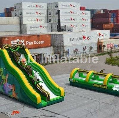 Inflatable jungle water slide, outdoor summer beach slide jumping castle, inflatable tropical slip