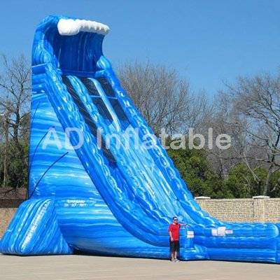 Blue crush long slip and slide, inflatable screamer water slide, inflatable tsunami water slide