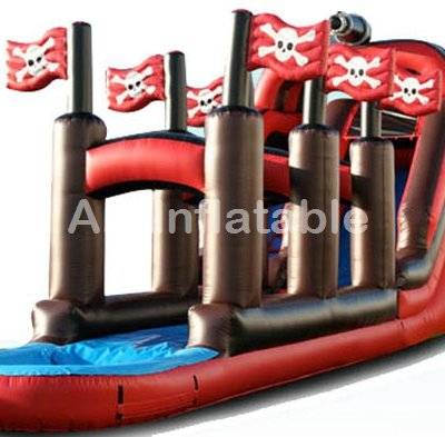Pirate inflatable water slide, pirate ship giant inflatable slide with pool