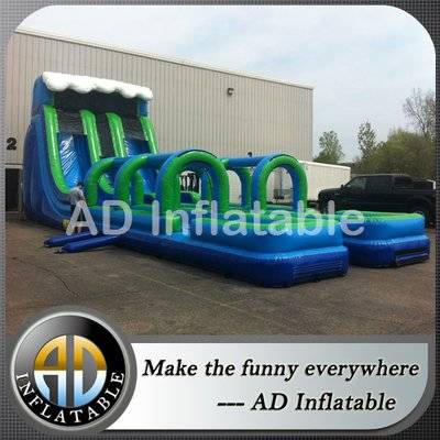 Giant surf doule lanes Inflatable water slide with slip slide for party rentals