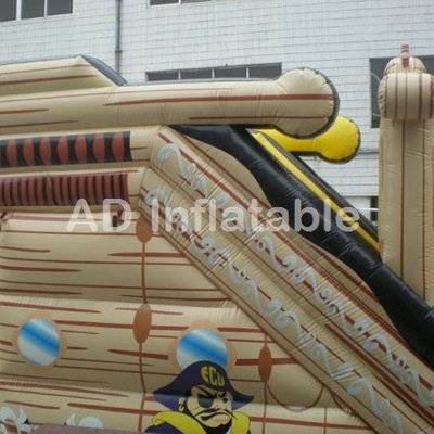 Durable commercial pirate ship water slides inflatable bouncy slides