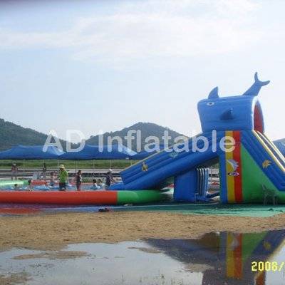 Shark inflatable giant water pool park games swimming pools with water slides