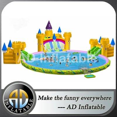 Castle inflatable water park,inflatable water amusement with pool