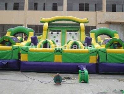 Giant outdoor adrenaline rush extreme inflatable obstacle course for commercial rentals