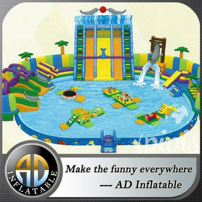 Portable Inflatable Water Park with Giant Pool and Slides, Inflatable Water Slide Water Park