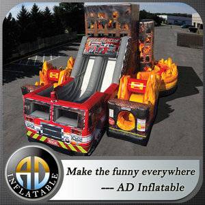 Fire truck obstacle course,Fire Truck Slide,Fire Truck inflatable combo