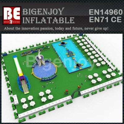 Giant Inflatable Water Park with Swimming Pool and Water Toys