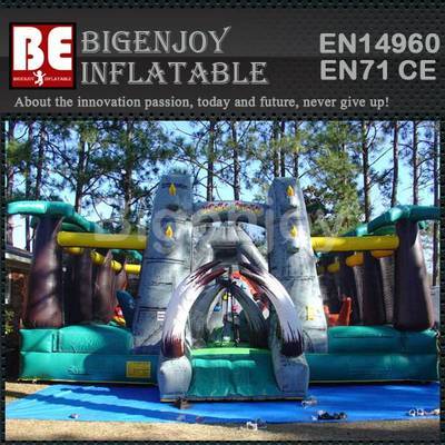 Giant inflatable amusement park Jurassic fun park
