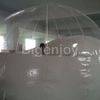 Clear inflatable bubble tent on the lawn