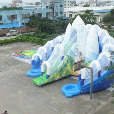 Mountain water slide with climbing