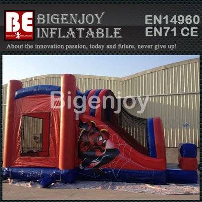 Spiderman inflatable bounce house with slide