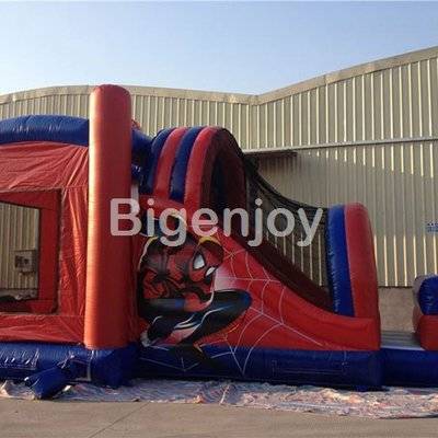 Spiderman inflatable bounce house with slide