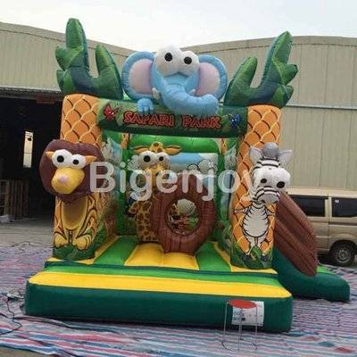 Outdoor safari park inflatable with slide for sale