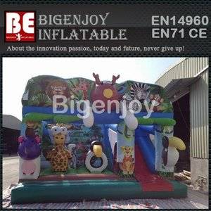 Factory price inflatable,inflatable jungle bounce slide,animal themed bounce slide