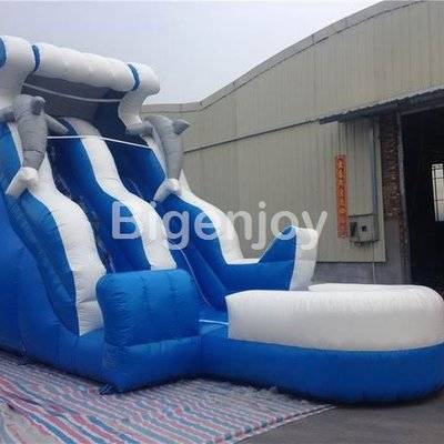 Painting Sea World Dolphin Inflatable Slide for Commercial Use