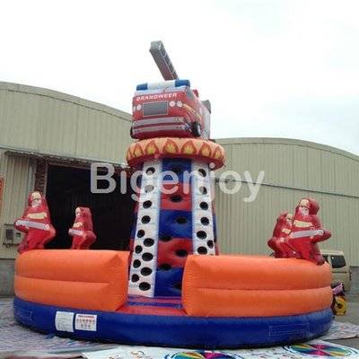 Fire truck type PVC Material inflatable climbing wall