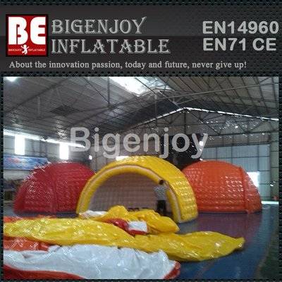 Inflatable camping tent with en14960