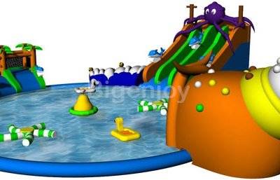 Water Spray Swimming Pool Slide Inflatable Water Park