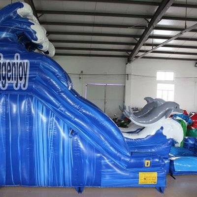 Commercial dolphin inflatable water slide pool