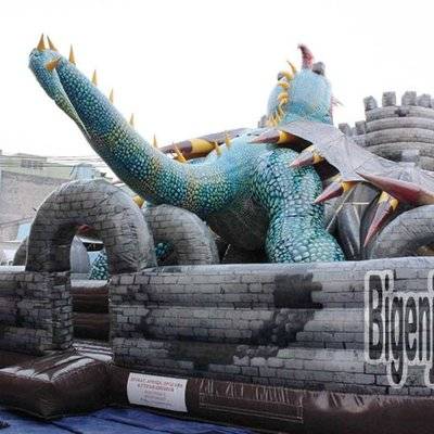 Inflatable dragon attack chidren jumping slide