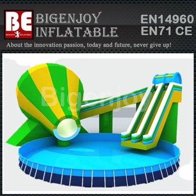 Outdoor Above Ground Metal Frame Swimming Pool With Slide