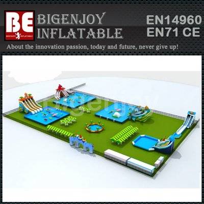 Inflatable Water Park with Metal Ground Frame Pool