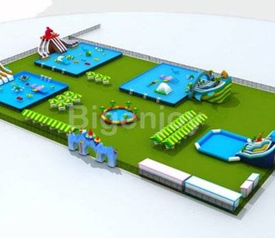 Inflatable Water Park with Metal Ground Frame Pool