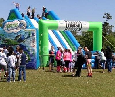 Giant inflatable finish line slides for obstacle