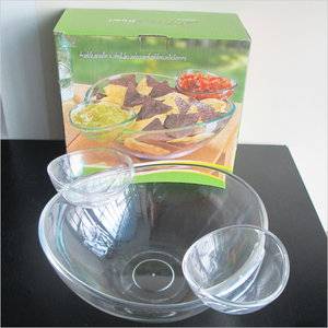 As seen on TV Clear Shatterproof Plastic Deep chip and dip bowl set